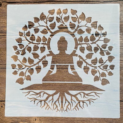 30*30 εκ. diy mandala για ζωγραφική στένσιλ σφραγισμένο φωτογραφικό άλμπουμ ανάγλυφη χάρτινη κάρτα σε τοίχο από ξύλινο ύφασμα Δέντρο του Βούδα Άγαλμα της Ζωής