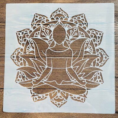 30*30 εκ. diy mandala για ζωγραφική στένσιλ σφραγισμένο φωτογραφικό άλμπουμ ανάγλυφη χάρτινη κάρτα σε τοίχο από ξύλινο ύφασμα Δέντρο του Βούδα Άγαλμα της Ζωής