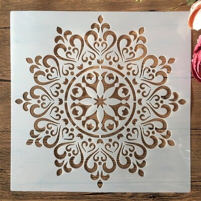 30*30cm Geometrie Mandala Inimă Coroană DIY Stratificare Șabloane Pictură Scrapbook Colorat Relief Album Șablon Decorativ