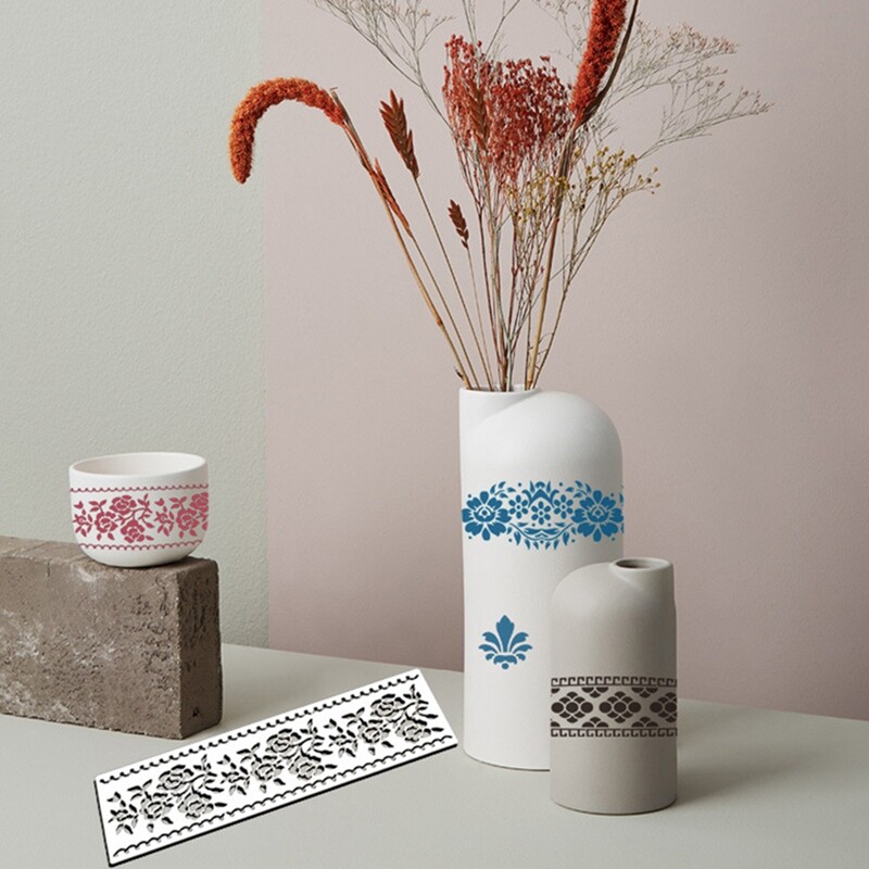 Στένσιλ περιγράμματος λουλουδιών 12 τεμ. Στένσιλ μαντάλα επαναχρησιμοποιήσιμα κομμένα πρότυπα ζωγραφικής για στένσιλ χειροτεχνίας DIY, 12 Χ 3,9 ίντσες