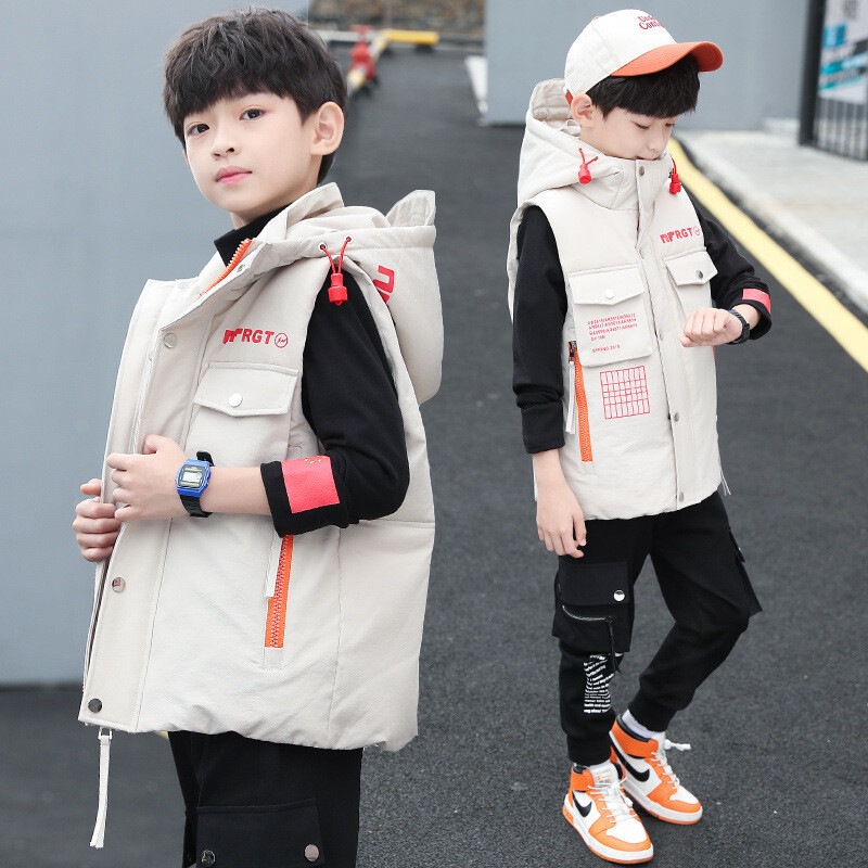 2024 Toamna fata Haine de iarna Copii Hanorace Jacheta Copii Ocazional Vesta Baiat Gros Cald Vesta lunga Manta Adolescent Imbracaminte exterioara