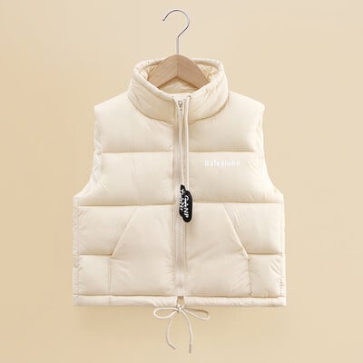 Mood sügisene tüdrukute soojendusvestid 2023, uued teismeliste kõrge kraega pingutuspaelad jakk, vest, riided, poisid, paks vest 3-14 a.