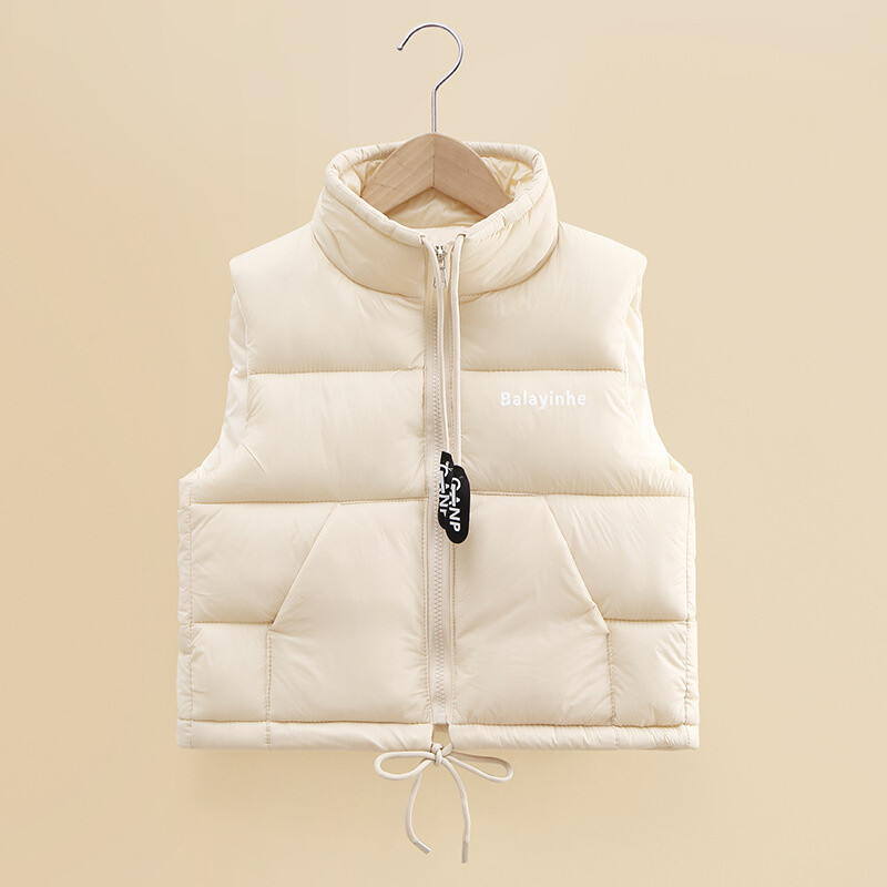 Mood sügisene tüdrukute soojendusvestid 2023, uued teismeliste kõrge kraega pingutuspaelad jakk, vest, riided, poisid, paks vest 3-14 a.