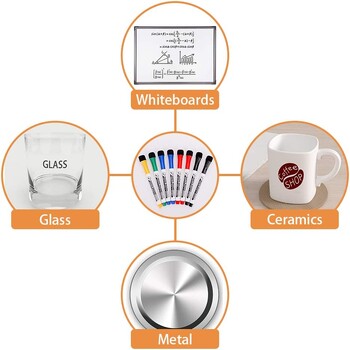 Tenwin 8 бр. Магнитни маркери за сухо изтриване Fine Tip Магнитни изтриваеми маркери за бяла дъска за деца Учители Маркер за бяла дъска