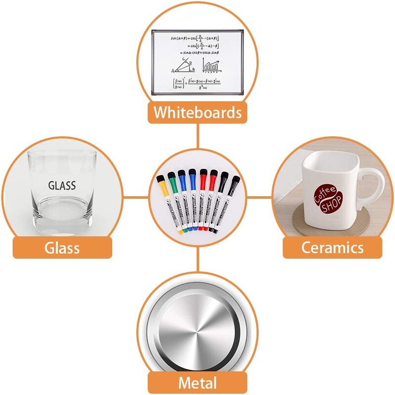 Tenwin 8 buc Markere magnetice cu ștergere uscată Markere magnetice ștergebile pentru tablă albă pentru copii, profesori, cu vârf fin