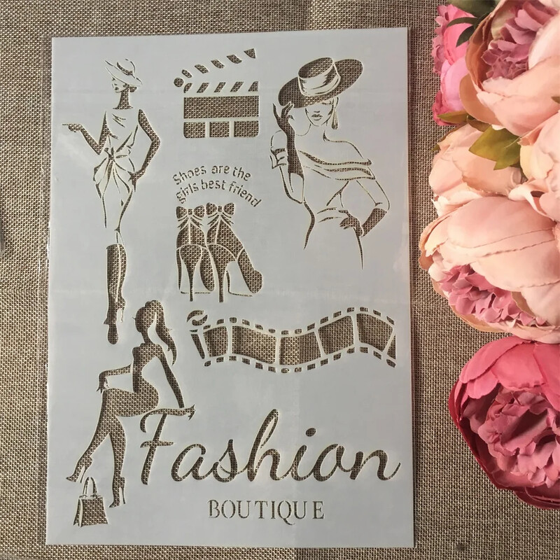 4Pcs/Set A4 Modna odjeća za šivanje DIY Šablone za slojeve Slikanje Spomenar Bojanje Album za utiskivanje Ukrasni predložak