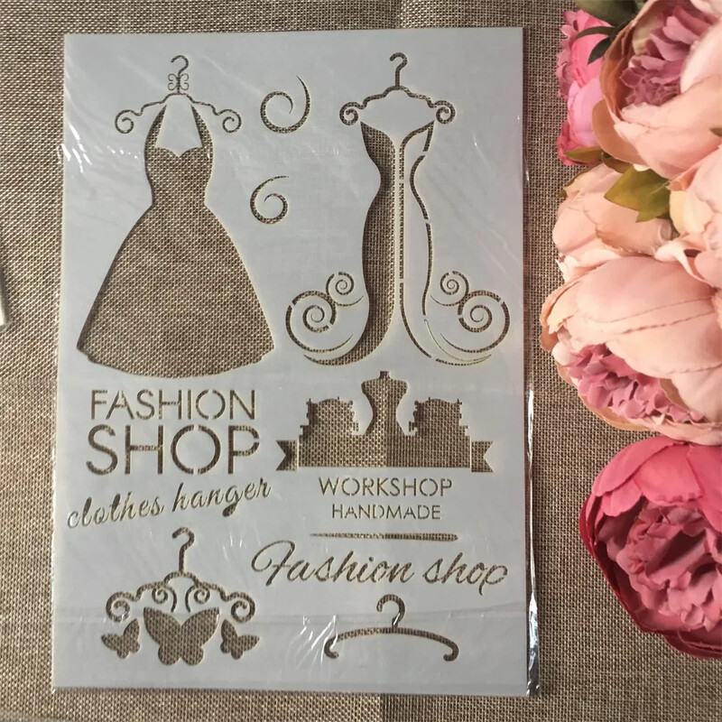 4Pcs/Set A4 Modna odjeća za šivanje DIY Šablone za slojeve Slikanje Spomenar Bojanje Album za utiskivanje Ukrasni predložak