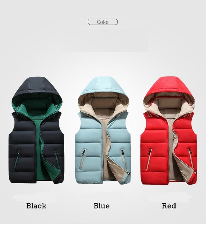 Vestă de iarnă părinți-copii fete băieți contrastant uni bumbac glugă detașabilă cu fermoar vestă puf pentru școală ținută pentru copii jachete 3-20 ani