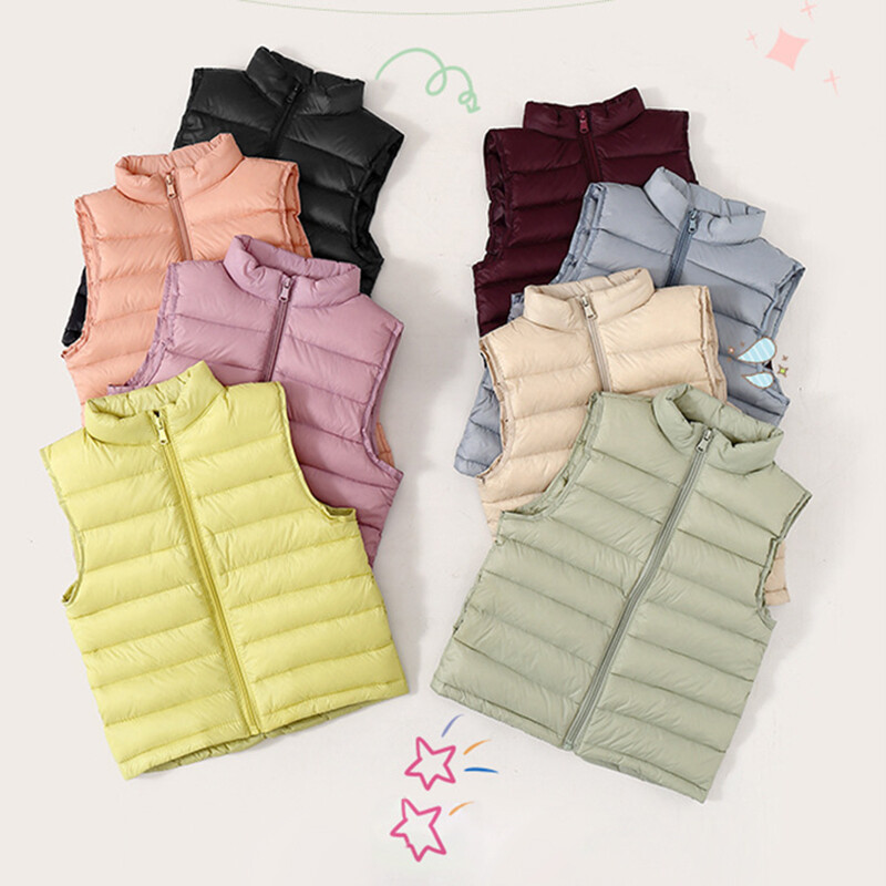 Dječji zimski prsluci Jednobojni bijeli pačji paperje Topli termo kaput za djevojčice Prsluk za dječake 2024 Dječja odjeća Dječja odjeća Jakna