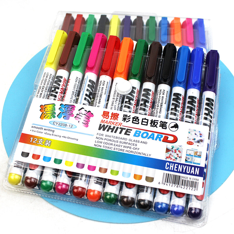 12 värvi/komplekt Kustutatav magnetiline tahvelmarker, tahvelmarker kriit, klaaskeraamika, kontoritarbed, koolikunst, kirjatarbed CW-153