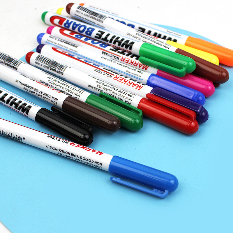 12 värvi/komplekt Kustutatav magnetiline tahvelmarker, tahvelmarker kriit, klaaskeraamika, kontoritarbed, koolikunst, kirjatarbed CW-153
