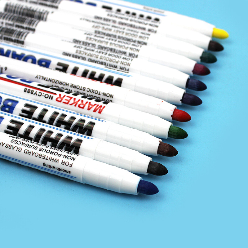 12 värvi/komplekt Kustutatav magnetiline tahvelmarker, tahvelmarker kriit, klaaskeraamika, kontoritarbed, koolikunst, kirjatarbed CW-153