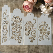 4 бр./компл. 27,5 см цвете Направи си сам шаблони за наслояване, стенни картини, лексикон, оцветяване, релефен албум, шаблон за декоративна картичка