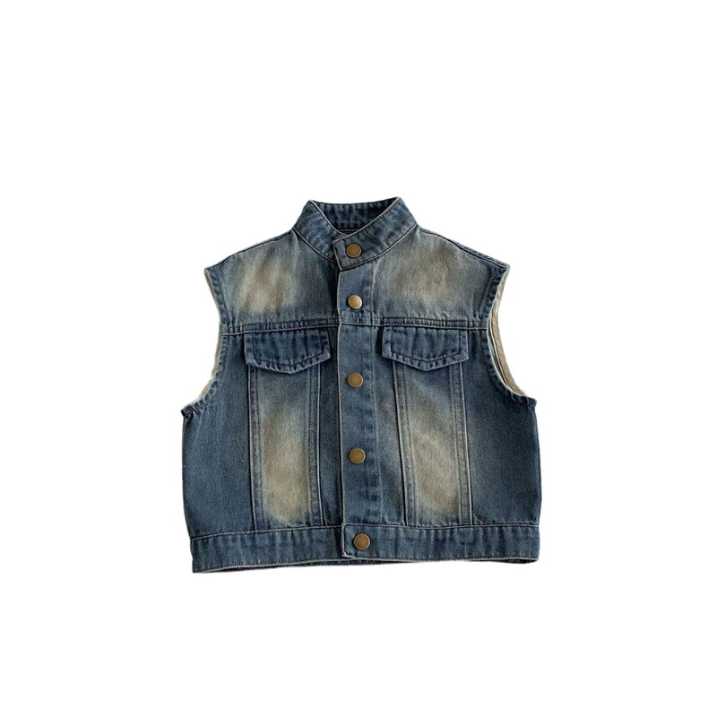 2024. aasta sügis, uus laste teksavest Soliidne mood poiste varrukateta jakk Beebitüdrukutele Mitmekülgne kampsun mantel Laste väikelaste riided