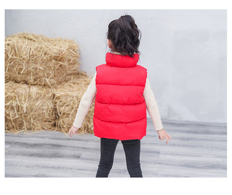 Ühevärviline Laste Seiskrae Puuvillane Vestid Poisid Tüdrukud Sügis Talvine Alla Varrukateta Vest Jope Soe Ülerõivad 3-10Y