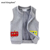 Mudkingdom Boys Vest Топло яке без ръкави с поларена подплата за детски дрехи Училищен автобус Бродерия Дебело връхно облекло Дрехи за малки деца