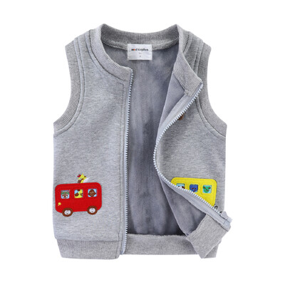 Mudkingdom Boys Vest Топло яке без ръкави с поларена подплата за детски дрехи Училищен автобус Бродерия Дебело връхно облекло Дрехи за малки деца