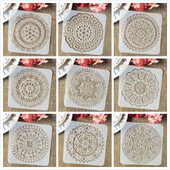 9Pcs/Set 15*15cm Mandala Okrugla Geometrija DIY Slojevi Šablone Slikanje Spomenar Bojanje Reljefni Album Ukrasni Predložak