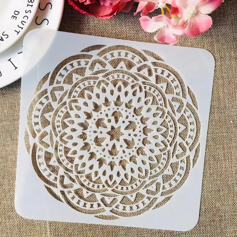 9Pcs/Set 15*15cm Mandala Okrugla Geometrija DIY Slojevi Šablone Slikanje Spomenar Bojanje Reljefni Album Ukrasni Predložak