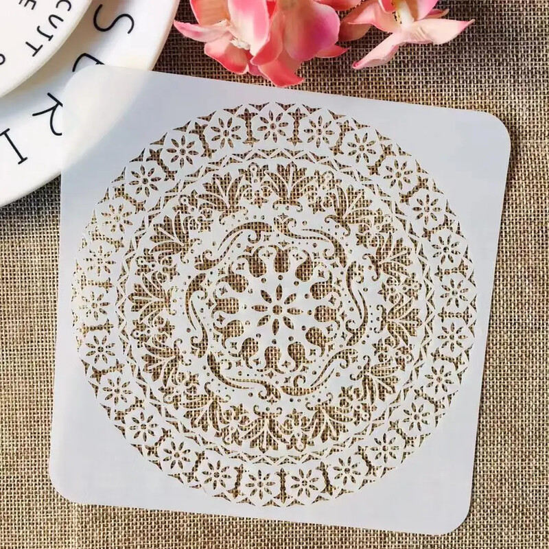 9Pcs/Set 15*15cm Mandala Okrugla Geometrija DIY Slojevi Šablone Slikanje Spomenar Bojanje Reljefni Album Ukrasni Predložak
