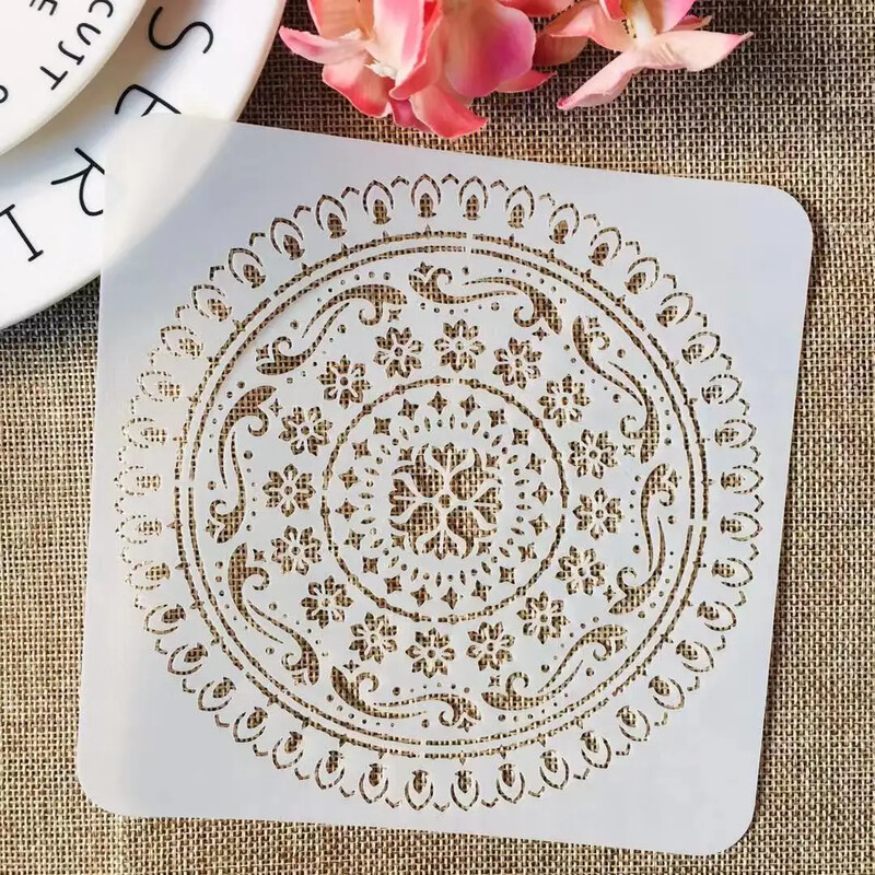9Pcs/Set 15*15cm Mandala Okrugla Geometrija DIY Slojevi Šablone Slikanje Spomenar Bojanje Reljefni Album Ukrasni Predložak