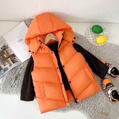 2021. aasta talvine tüdrukute poiste vabaaja kapuutsiga paks soe vest, väikelaste laste vest