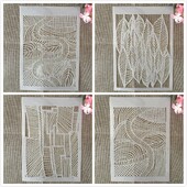 4 tk A4 29 cm õõnsad geomeetrilised lehed DIY kihistusšabloonid seinamaaling väljalõigete album värvimine reljeefne album Dekoratiivne mall