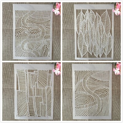 4 tk A4 29 cm õõnsad geomeetrilised lehed DIY kihistusšabloonid seinamaaling väljalõigete album värvimine reljeefne album Dekoratiivne mall