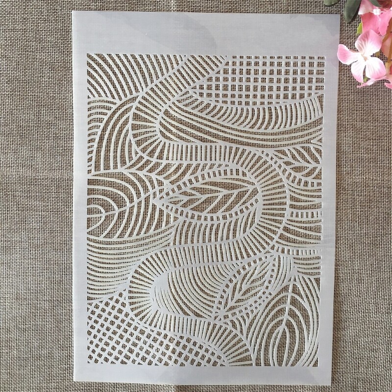 4 tk A4 29 cm õõnsad geomeetrilised lehed DIY kihistusšabloonid seinamaaling väljalõigete album värvimine reljeefne album Dekoratiivne mall