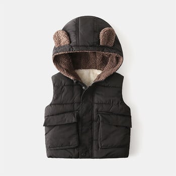 RAISE 2024 Autumn Winter Thicken Warm Children Γιλέκο Bear Ear Hooded Baby Fleece Γιλέκο Boy Outerwear 1-7 Years Kids Girl Γιλέκο