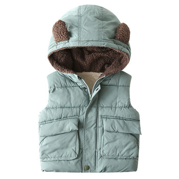 RAISE 2024 Autumn Winter Thicken Warm Children Γιλέκο Bear Ear Hooded Baby Fleece Γιλέκο Boy Outerwear 1-7 Years Kids Girl Γιλέκο