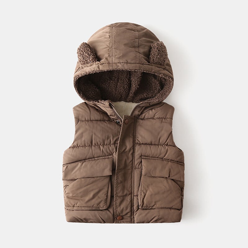 RAISE 2024 Toamnă Iarnă Îngroșare Călduță Copii Vestă Ursuleț Cu Glugă Bebeluș Fleece Vestă Băiat îmbrăcăminte exterioară 1-7 ani Copii Fată Vestă