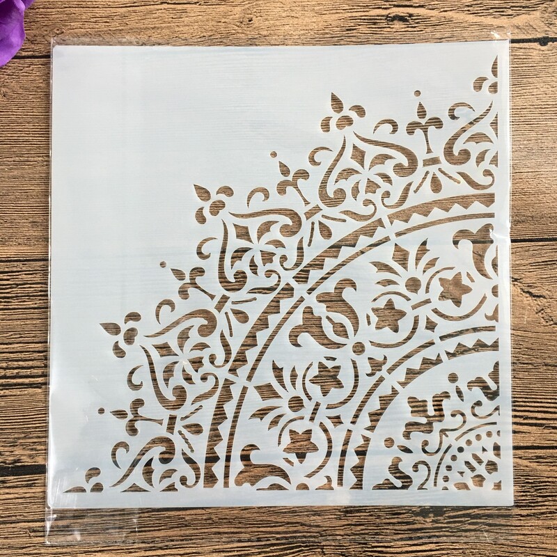 4tk/komplekt 20 *20 cm isetehtud käsitöömandala vorm šabloonide värvimiseks templiga fotoalbum reljeefne paberkaart puidule, kangale, seinale