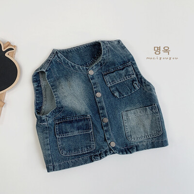 2024. aasta sügis, uued lapsed, vanad teksavestid, poisid, mood varrukateta jakk, tüdrukud, vabaaja mitmekülgne kampsun mantel, lasteriided