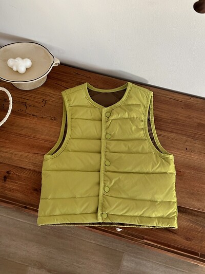 Dječja lagana jesenska gornja odjeća, donji prsluk za dječake i djevojčice, topli donji prsluk čiste boje za jesen i zimu