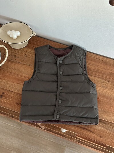 Dječja lagana jesenska gornja odjeća, donji prsluk za dječake i djevojčice, topli donji prsluk čiste boje za jesen i zimu