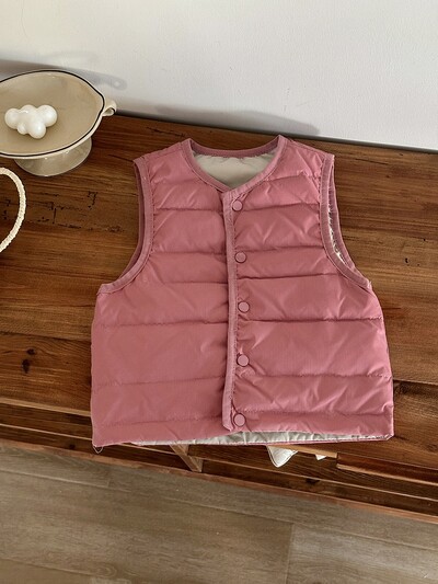 Dječja lagana jesenska gornja odjeća, donji prsluk za dječake i djevojčice, topli donji prsluk čiste boje za jesen i zimu