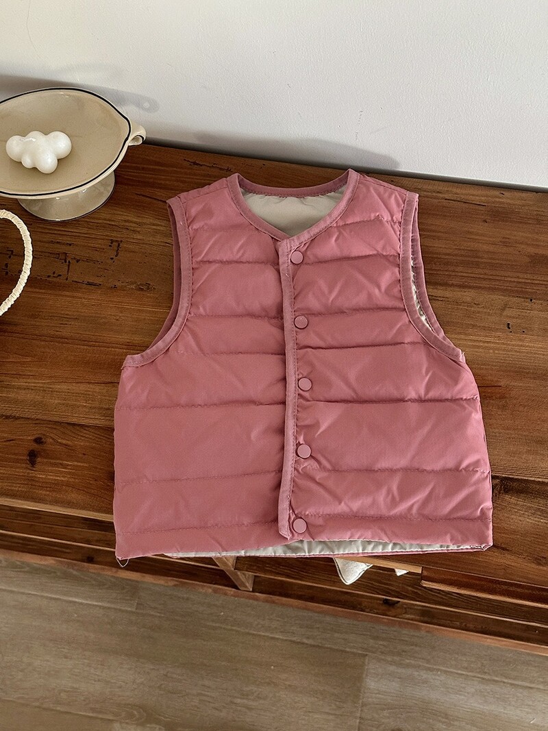 Dječja lagana jesenska gornja odjeća, donji prsluk za dječake i djevojčice, topli donji prsluk čiste boje za jesen i zimu