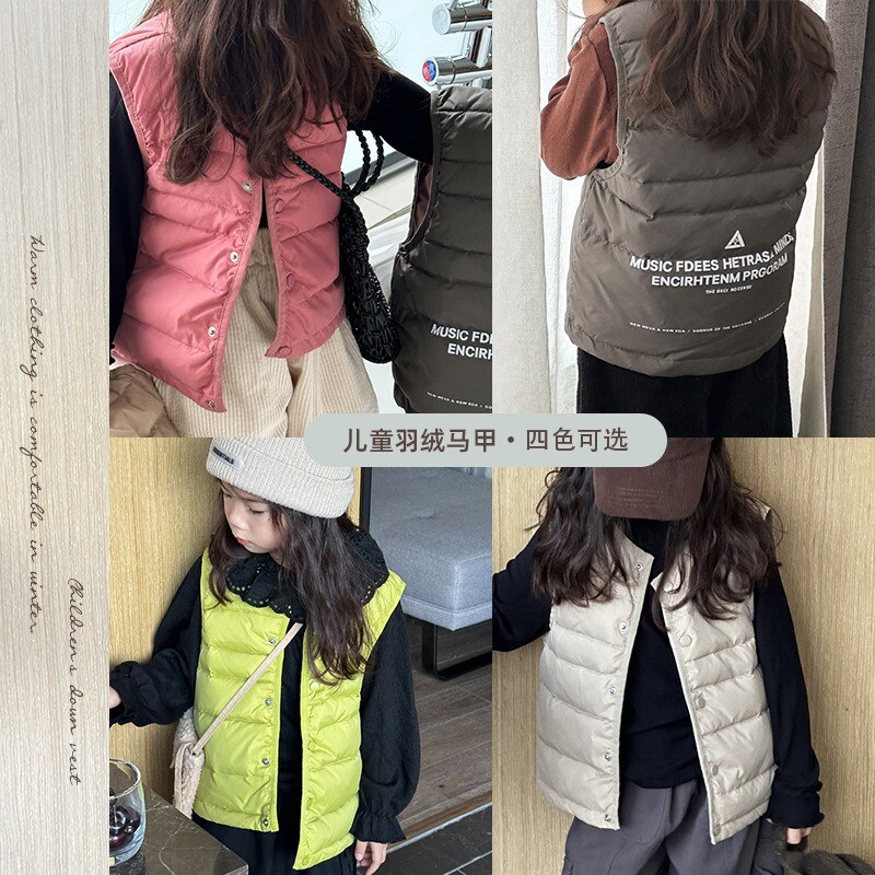 Dječja lagana jesenska gornja odjeća, donji prsluk za dječake i djevojčice, topli donji prsluk čiste boje za jesen i zimu