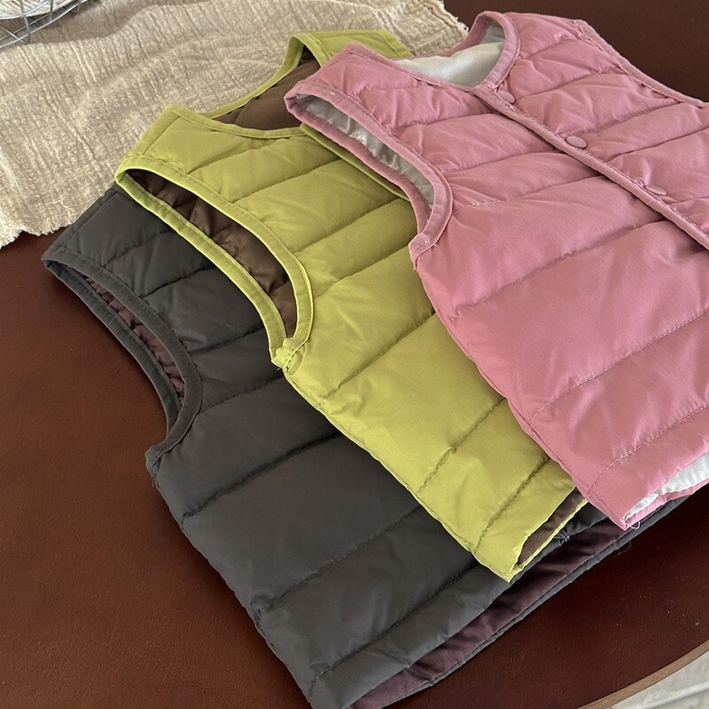 Dječja lagana jesenska gornja odjeća, donji prsluk za dječake i djevojčice, topli donji prsluk čiste boje za jesen i zimu