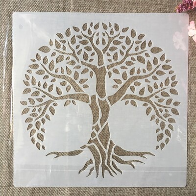 30*30cm Mandala mare, copac norocos, șabloane de straturi DIY, pictură pe perete, album de însemnări de colorat, șablon decorativ pentru album în relief