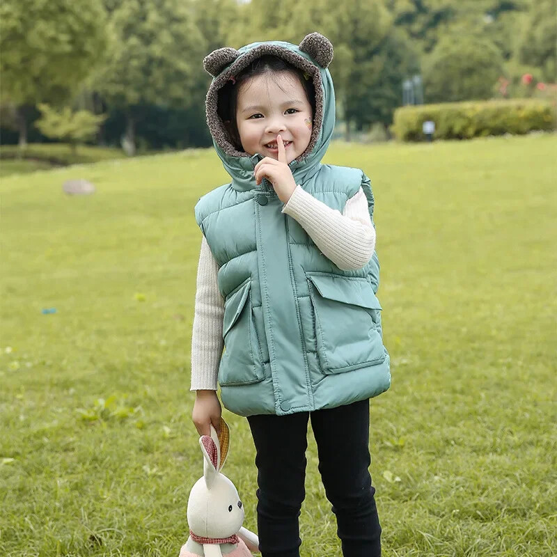 Laste vest Beebi Tüdrukute Talvemantel poistele Multifilm Kapuutsiga soojad ülerõivad 2024. aasta sügis, laste joped, vabaaja lukuga vestid 2–7 a.