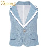 Klasični britanski prsluk za dječake, odjeća za krštenje, prsluk bez rukava s jednim gumbom, majica bez rukava za rođendansko vjenčanje