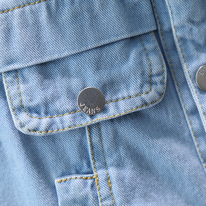 Ljeto 2024. Modni plavi kaput za dječake s reverom i džepnim traper prslukom Dječja odjeća od 1 do 6 godina