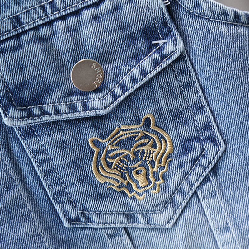 2024. aasta suvepoiste mood Multifilm Muster kiri nööp Revääritasku Teksast vest mantel Lasteriided 1-6 a