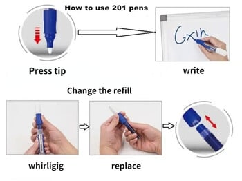 4 бр. G-201 Изтриваеми маркери за бяла дъска, ученически пособия, могат да се използват за графити, преподаване, срещи. Почеркът се изтрива лесно
