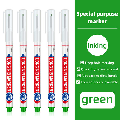 Set de pixuri pentru marcatori cu găuri adânci cu cap lung, 5 bucăți, pentru decorare pentru prelucrarea lemnului, marcator permanent, instrumente pentru creion, alb, negru, roșu, cerneală