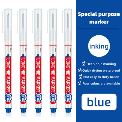 Set de pixuri pentru marcatori cu găuri adânci cu cap lung, 5 bucăți, pentru decorare pentru prelucrarea lemnului, marcator permanent, instrumente pentru creion, alb, negru, roșu, cerneală