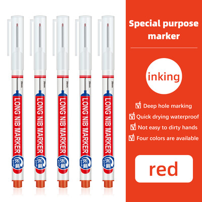 Set de pixuri pentru marcatori cu găuri adânci cu cap lung, 5 bucăți, pentru decorare pentru prelucrarea lemnului, marcator permanent, instrumente pentru creion, alb, negru, roșu, cerneală