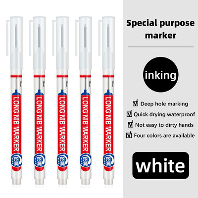 Set de pixuri pentru marcatori cu găuri adânci cu cap lung, 5 bucăți, pentru decorare pentru prelucrarea lemnului, marcator permanent, instrumente pentru creion, alb, negru, roșu, cerneală